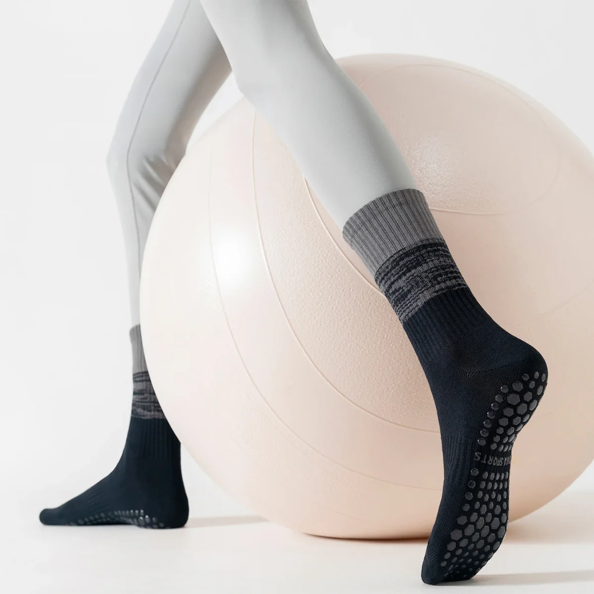 Calcetín Deportivo Yoga Antideslizante Ajustable Degradé Negro