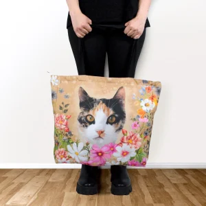 Bolso Cara de Gatito Café con Blanco