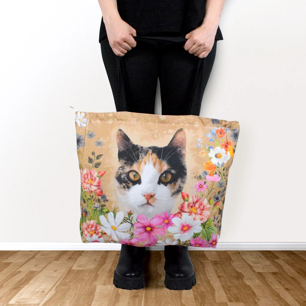 Bolso Cara de Gatito Café con Blanco