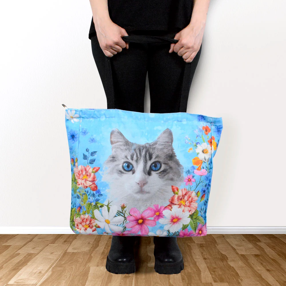 Bolso Cara de Gatito Blanco con Gris