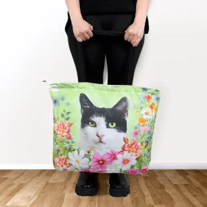 Bolso Cara de Gatito Blanco con Negro