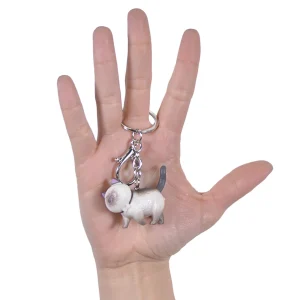 Llavero Figura de Gato Beige Claro