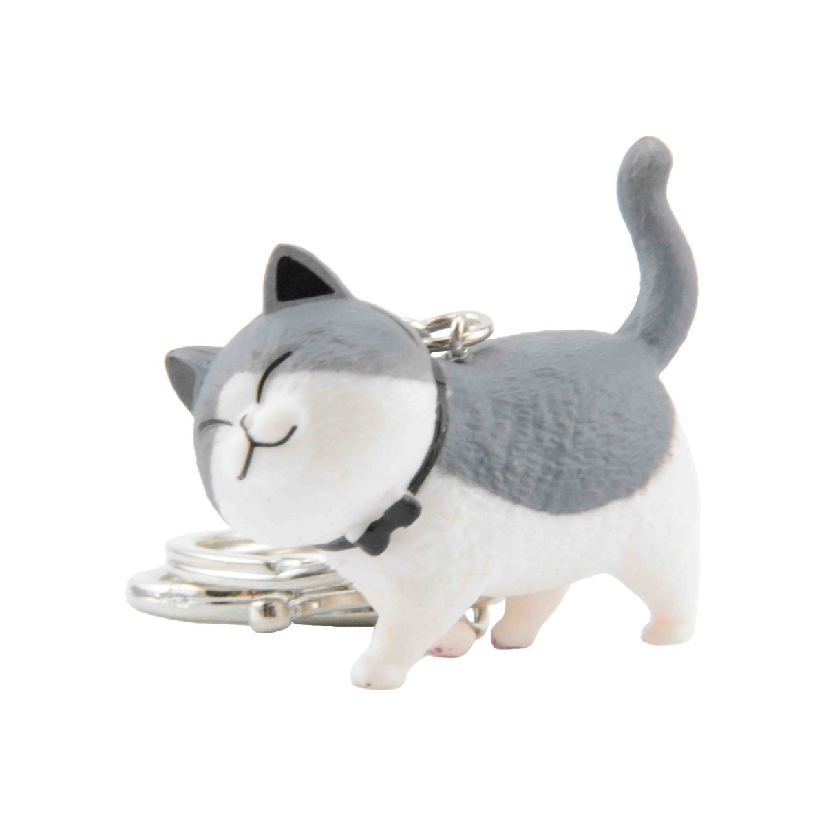Llavero Figura de Gato Blanco con Gris Claro - Imagen 4