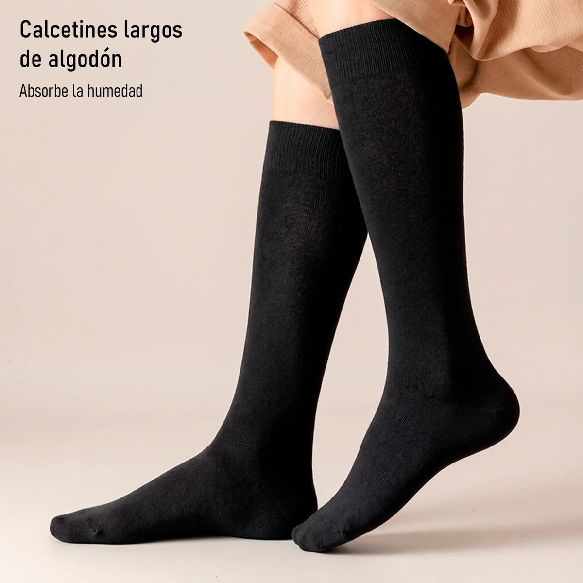 Modelo 1 Holgado Calcetines Lisos Extra Largos Negros 41-45