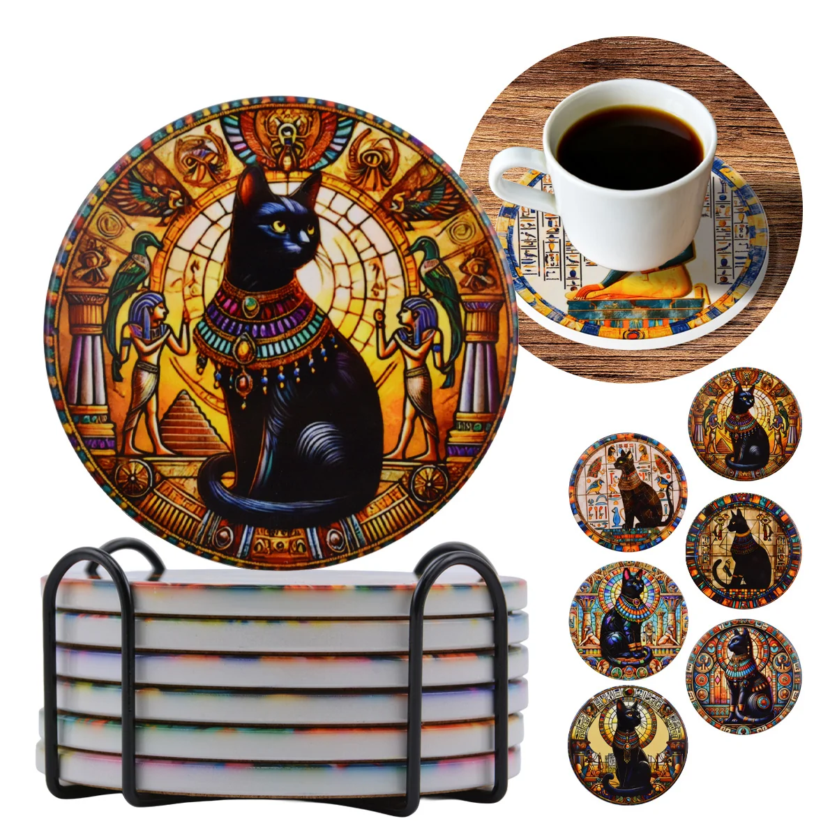 Set de 6 Posavasos de Gatitos Egipcios - Imagen 2