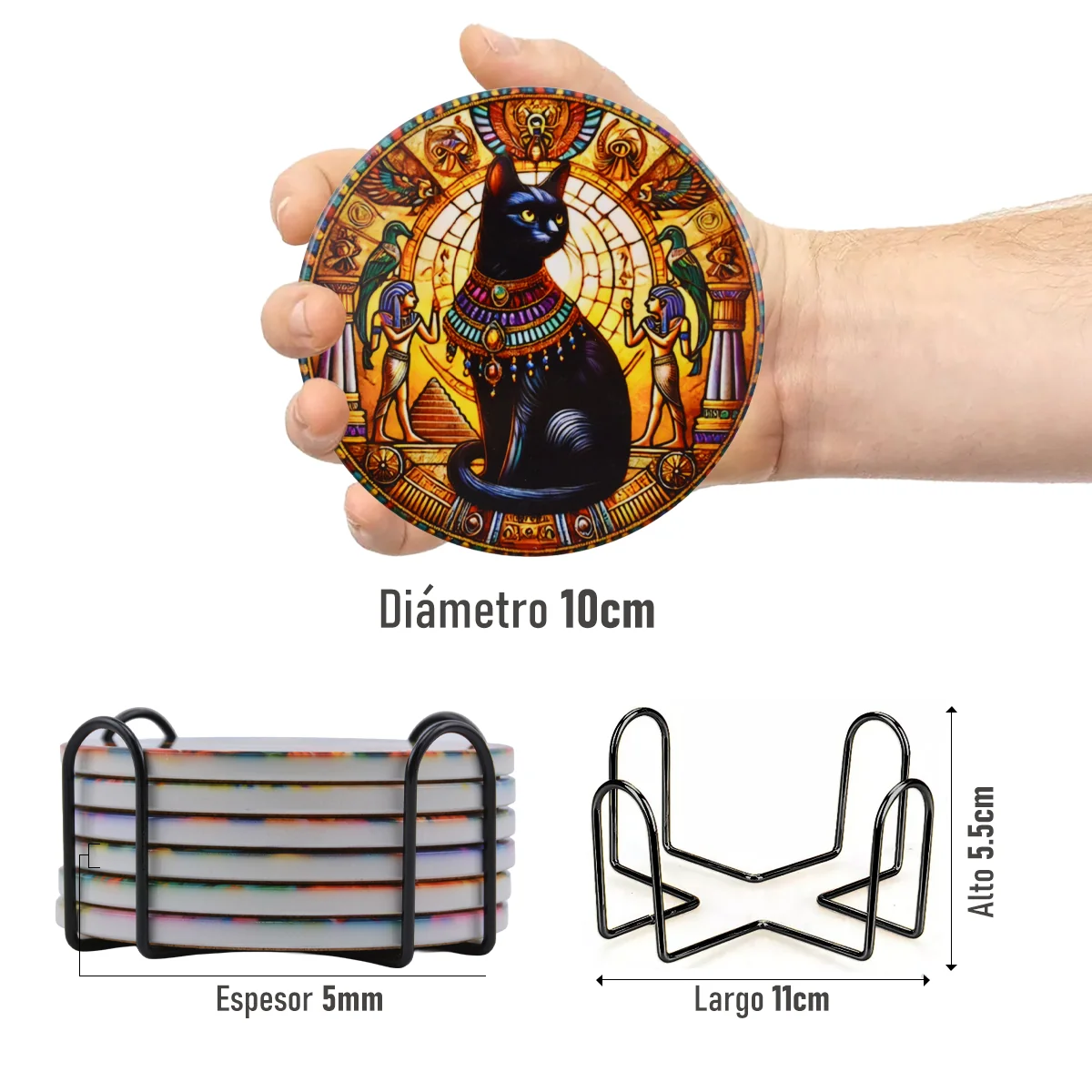 Set de 6 Posavasos de Gatitos Egipcios - Imagen 3