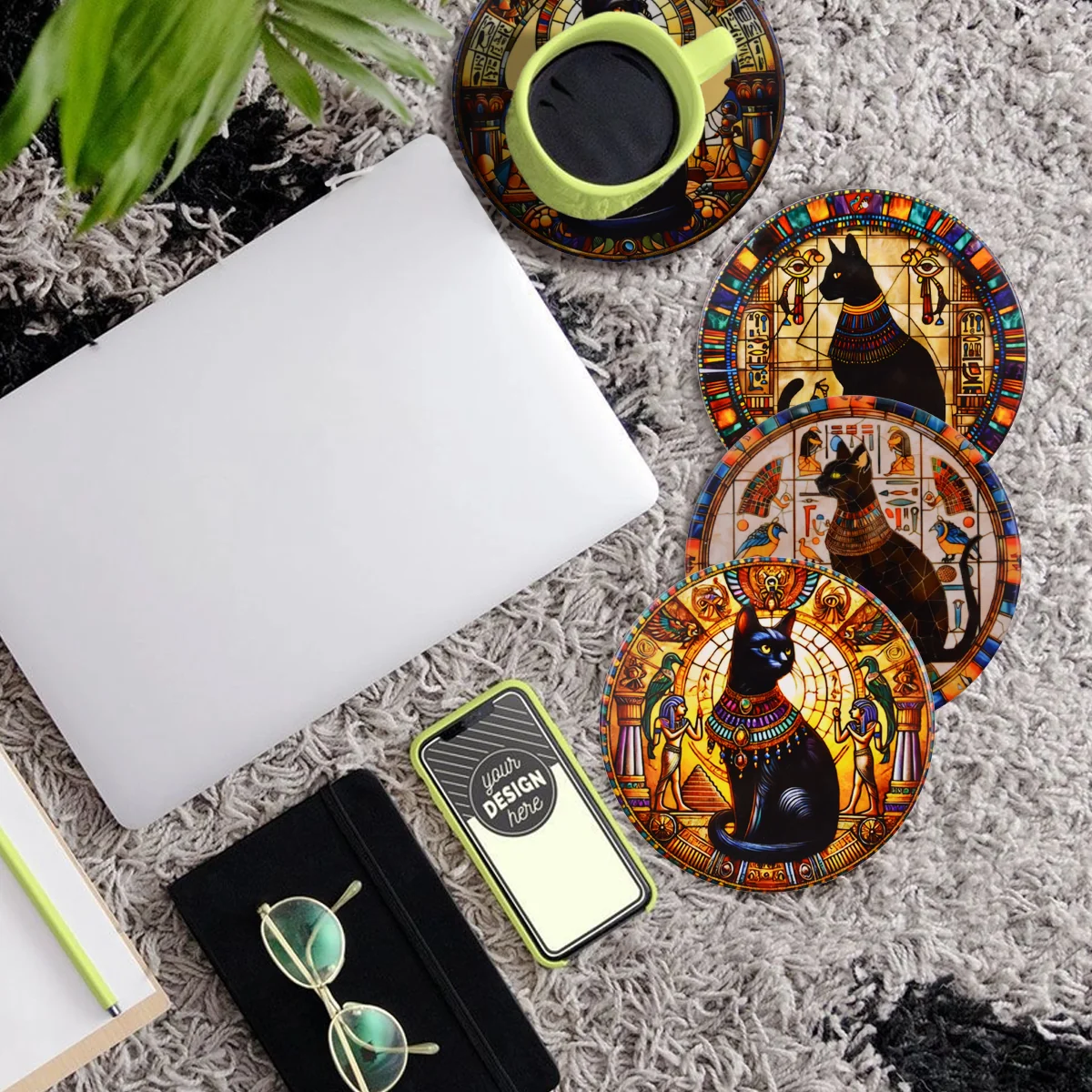 Set de 6 Posavasos de Gatitos Egipcios - Imagen 7