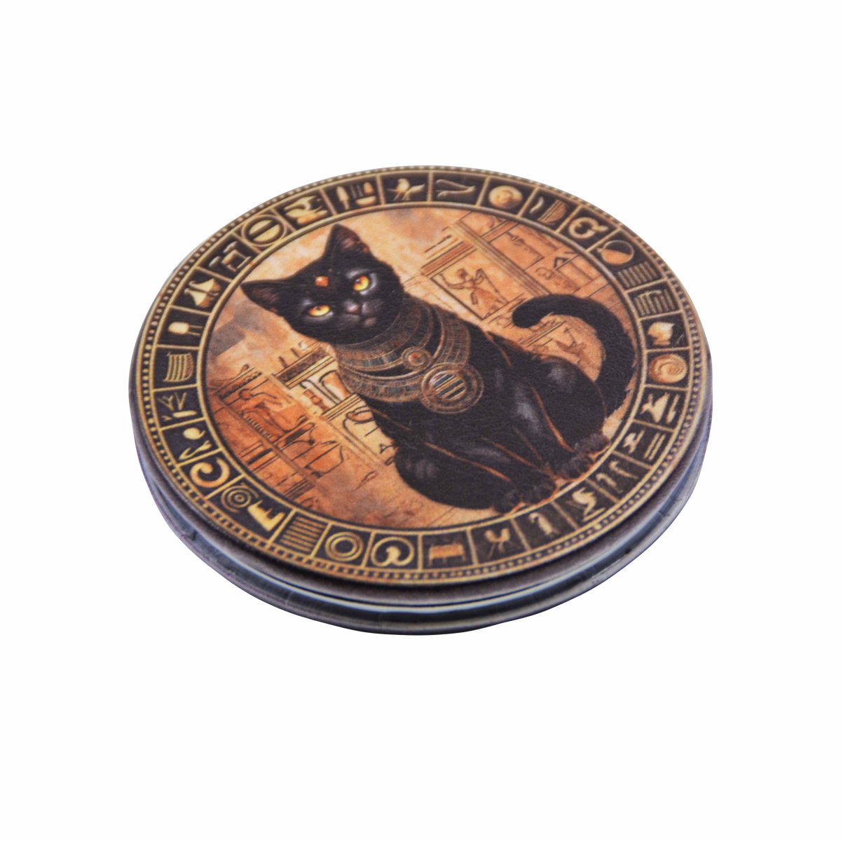 Espejo de Cartera Dorado Gato Egipcio Negro - Imagen 5