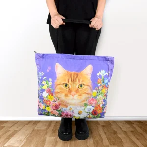 Bolso Morado Oscuro Cara de Gatito Floral