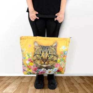 Bolso Beige Cara de Gatito Romano Floral