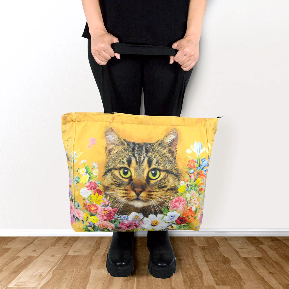 Bolso Beige Cara de Gatito Romano Floral